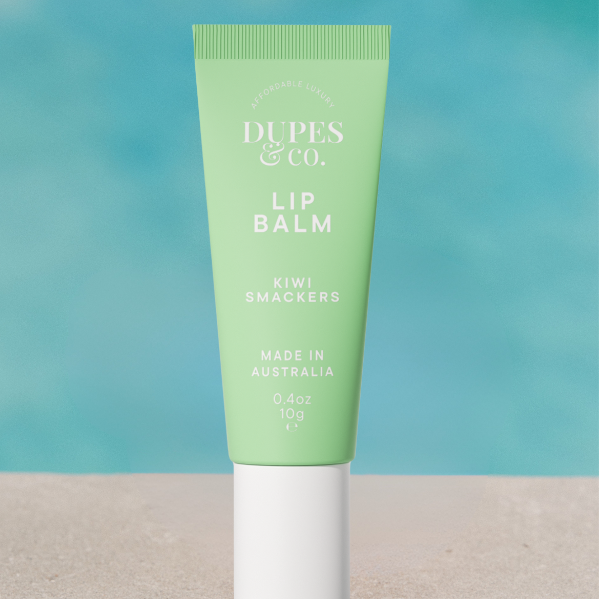 Dupes & Co Kiwi Smacker Lip Balm tube front view