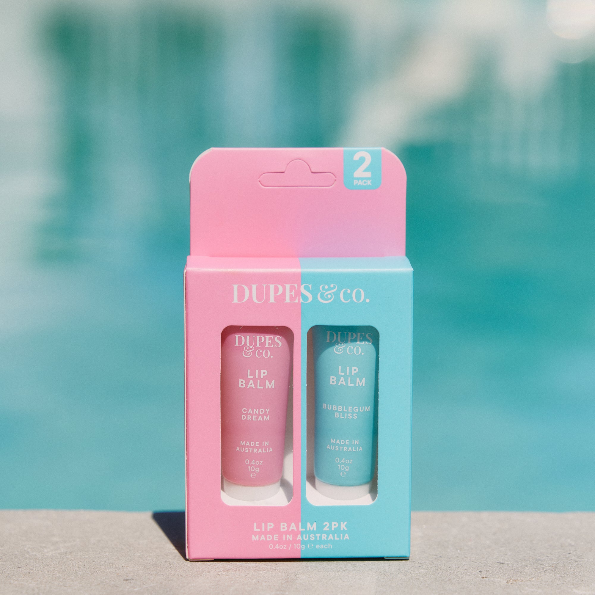 Dupes & Co Candy Dream and Bubblegum Bliss Lip Balm 2-pack front view