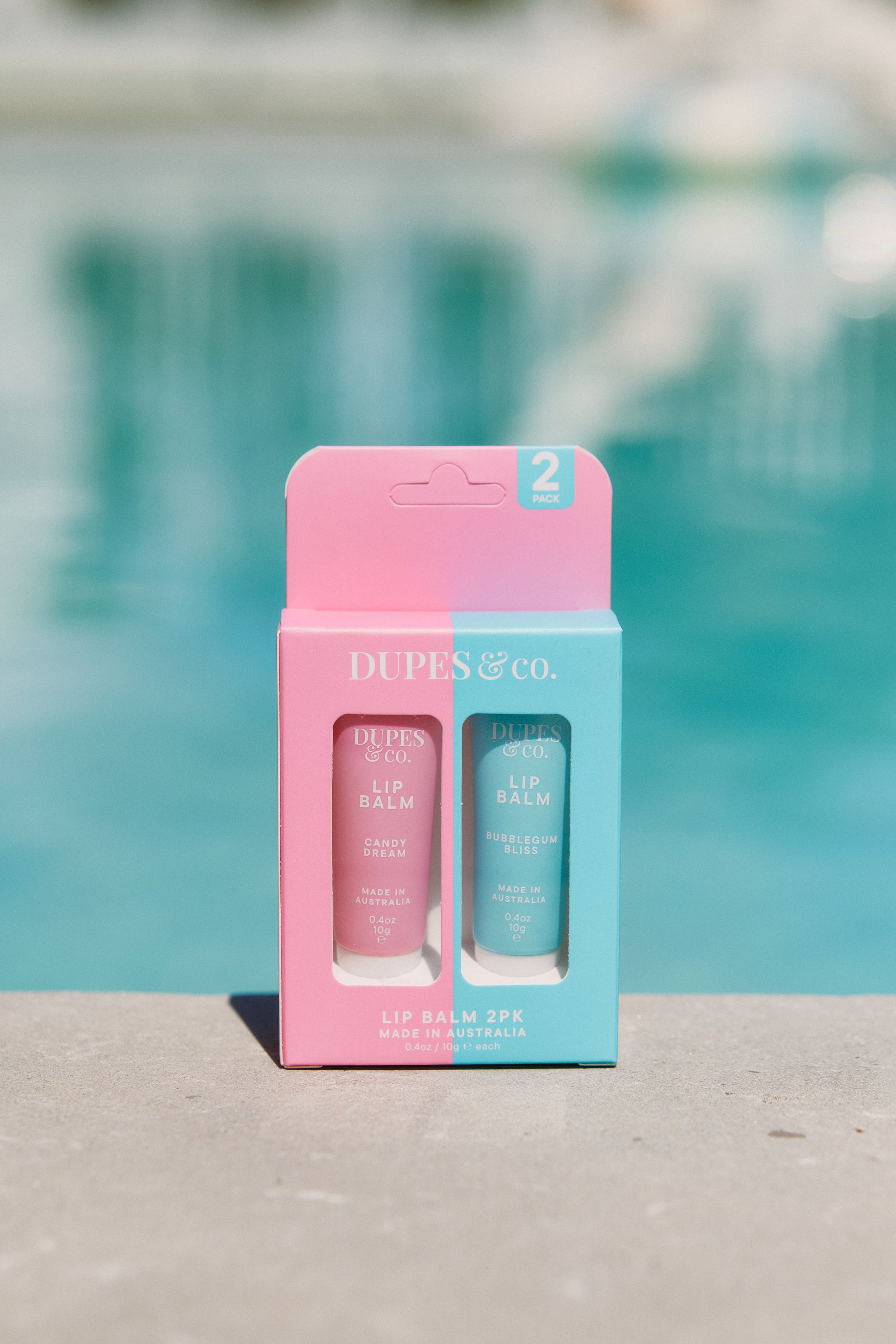 Dupes & Co Candy Dream and Bubblegum Bliss Lip Balm 2-pack front view